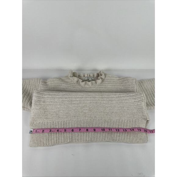 Madewell Wool Blend Chunky Pullover Ruffle Cream Sweater Women's Small - Picture 4 of 8